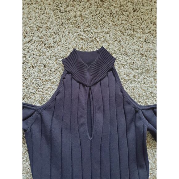 Jonathan Simkhai Blue Mock Neck Cutout  Accents Mini Dress M - Picture 7 of 14